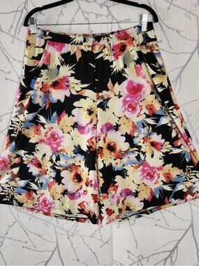Marallis Colorful Floral Print Stretch Knit High Rise Flowy Shorts